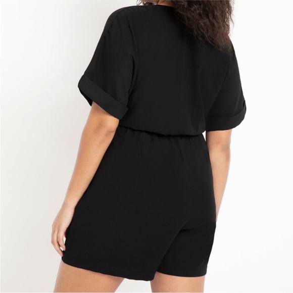 Eloquii Wrap Skirt Tie Waist Romper in Black - Picture 8 of 8